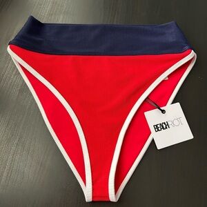 Beach Riot Vibrant Red and Navy Bikini Bottom